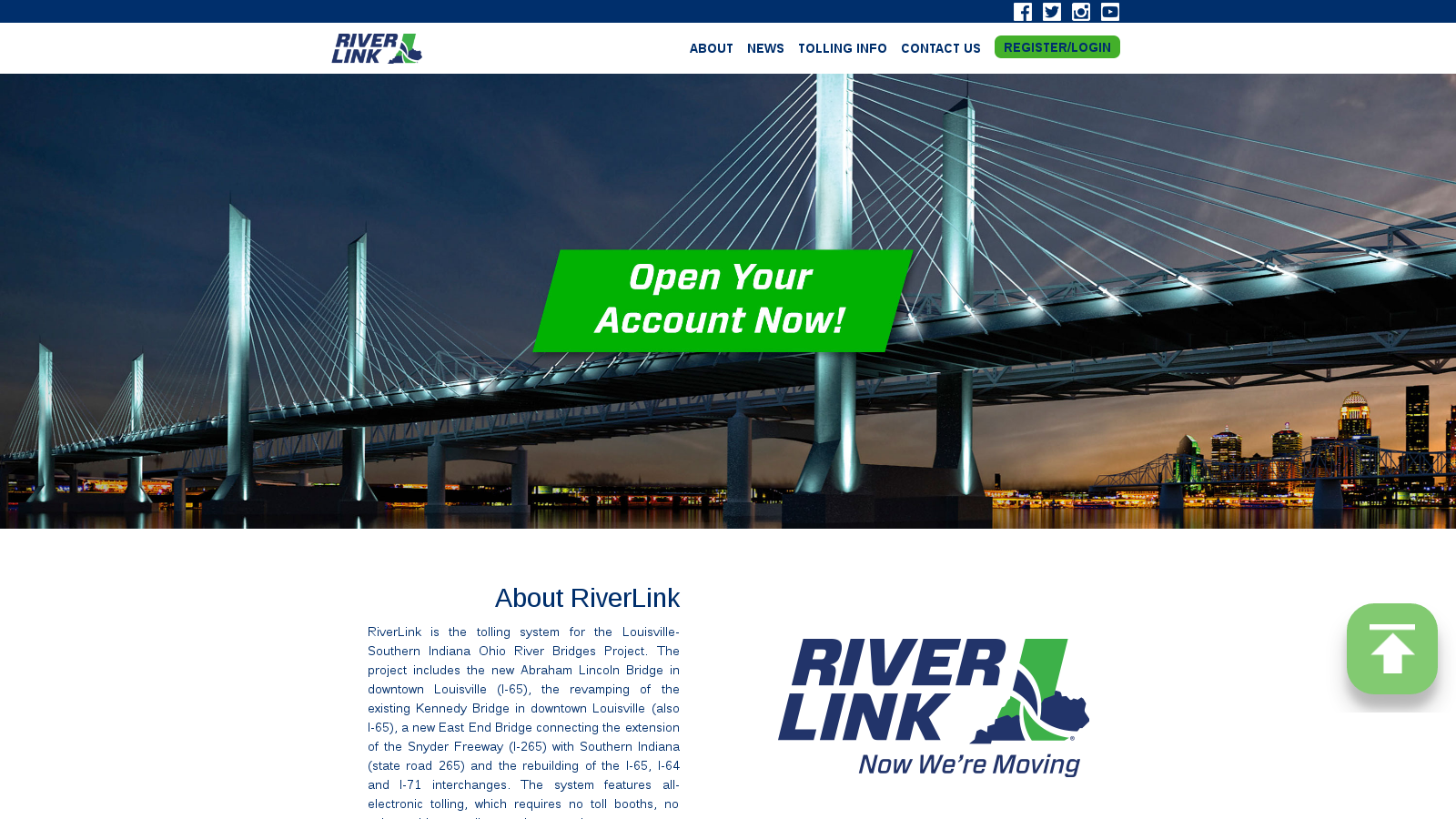 Screen shot of riverlink.com homepage.